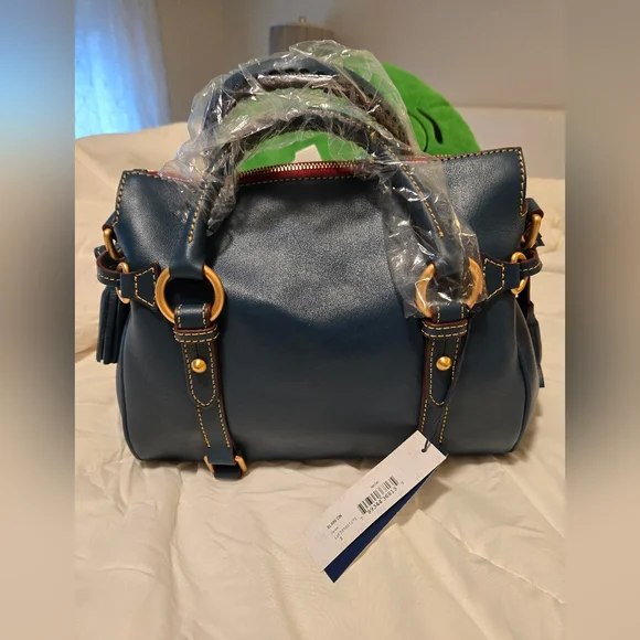 Dooney & Bourke Denim Florentine  Leather Satchel - Small NWT - Picture 3 of 6